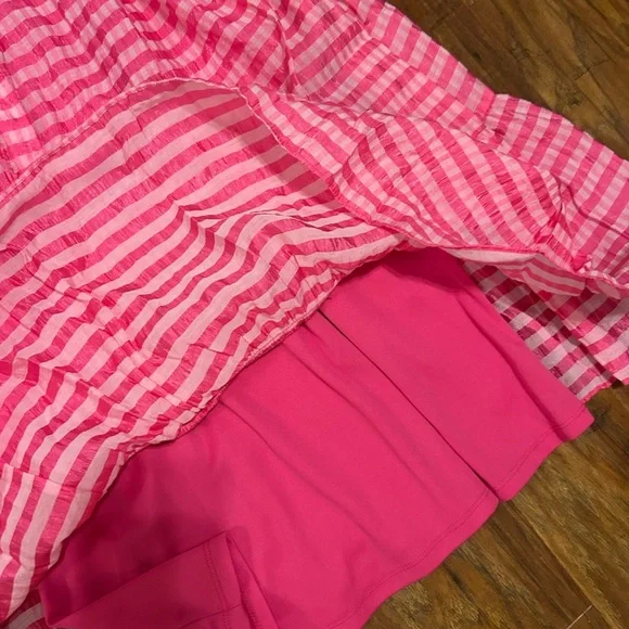 Taylor Long Sleeve Gingham Print l Dress in Pink and White Front Button closure - Picture 7 of 8